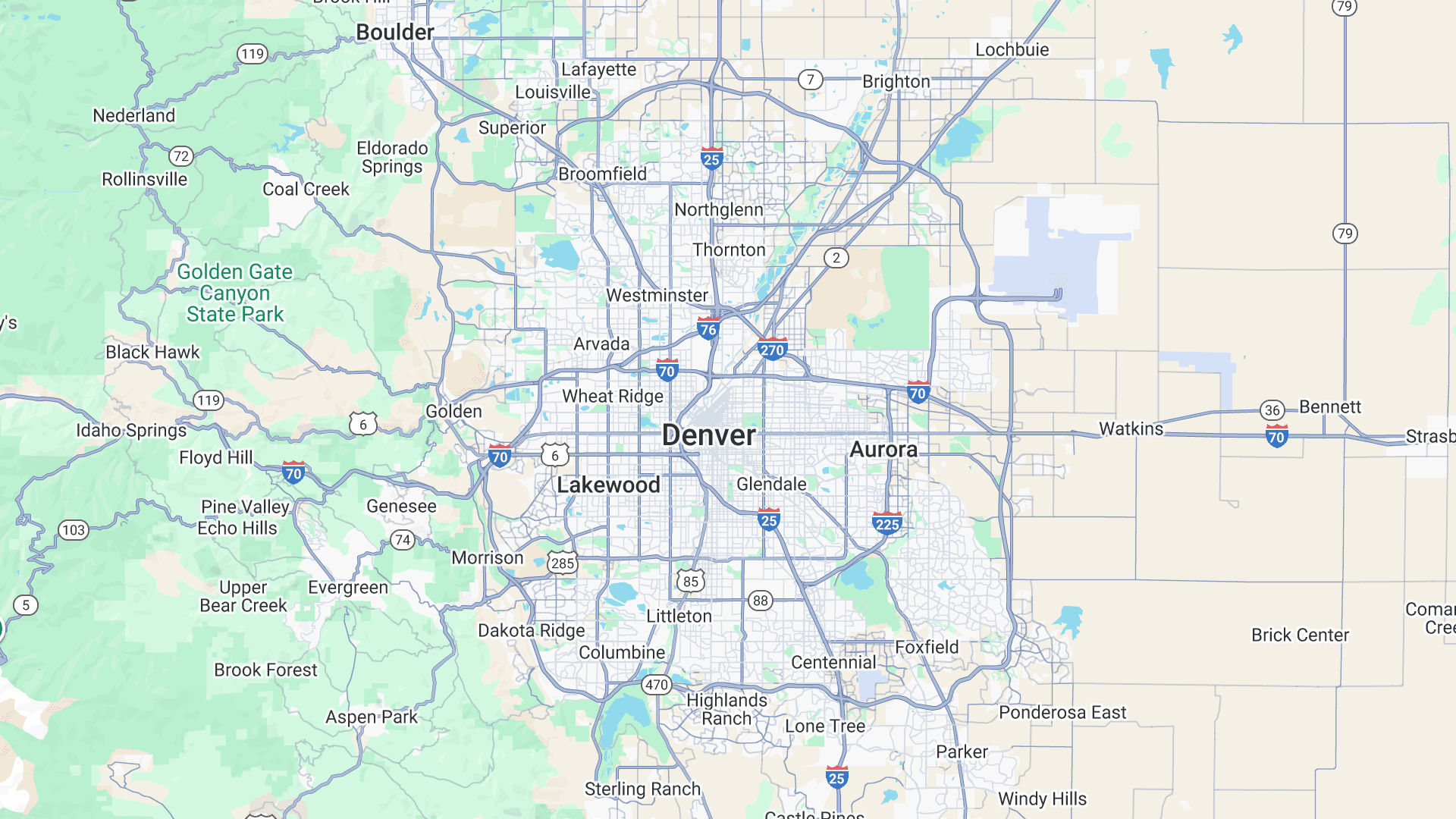 map of denver & surrounding areas